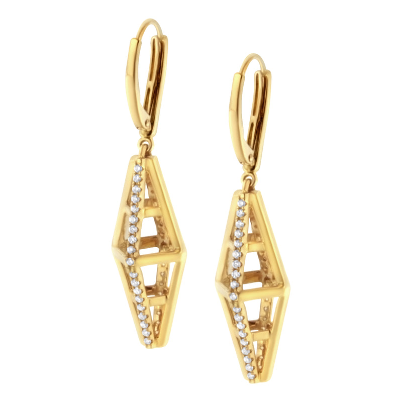 14K Yellow Gold 5/8 Cttw Diamond Geometrical Pillar Drop and Dangle Earrings (G-H Color, SI1-SI2 Clarity)