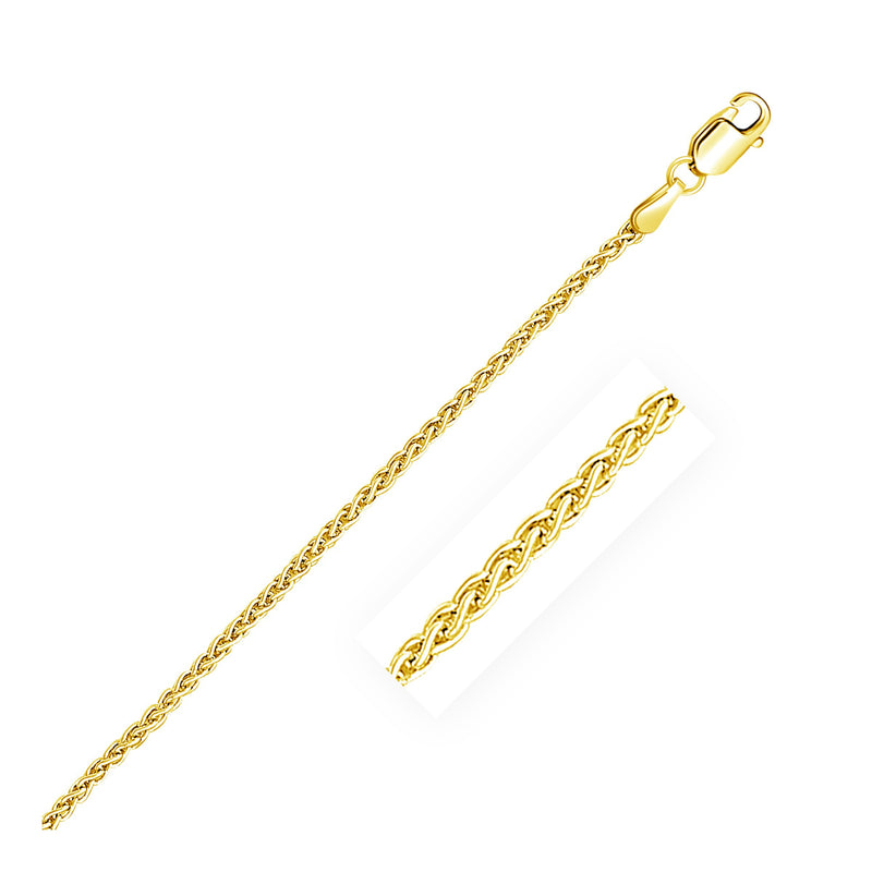 2.1mm 14k Yellow Gold Round Wheat Bracelet