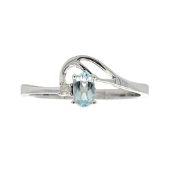 Natural .02ct Aquamarine Diamond Ring 10KT White Gold