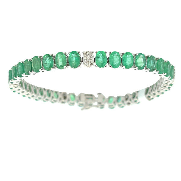 16.21ct Emerald Diamond Tennis Bracelet 14KT White Gold