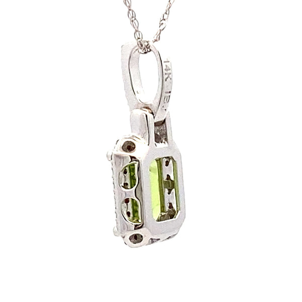 1.12ct Peridot Diamond Fashion Pendants 14KT White Gold