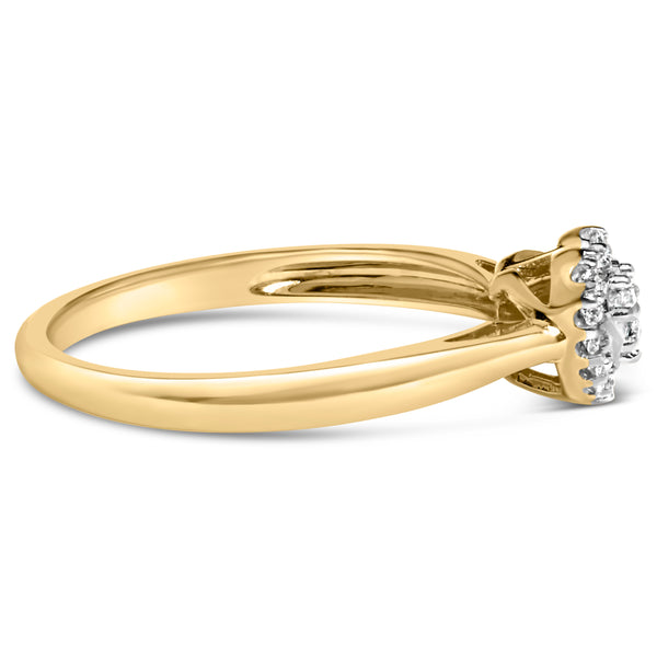 14K Yellow Gold Plated .925 Sterling Silver 1/10 Cttw Round-Cut Diamond Heart Engagement Ring (I-J Color, I3 Clarity) - Size 7