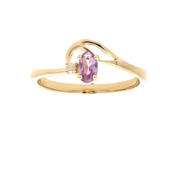 .02ct Created Alexandrite Diamond Ring 10KT Yellow Gold