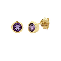 Genuine .47ct Amethyst Stud Earrings 10KT Yellow Gold