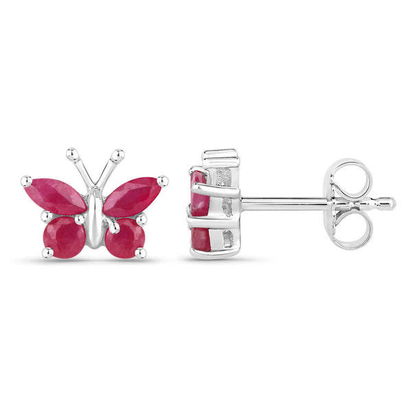 0.63 Carat Genuine Ruby .925 Sterling Silver Earrings