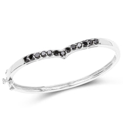 2.28 Carat Genuine Black Diamond .925 Sterling Silver Bangle