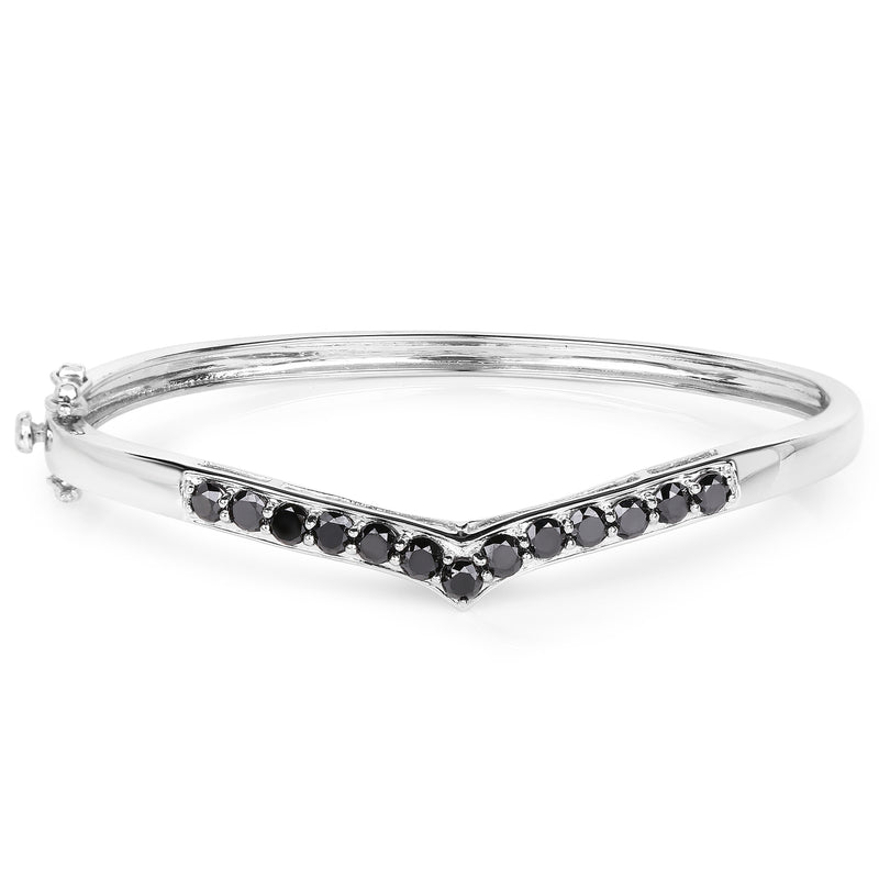 2.28 Carat Genuine Black Diamond .925 Sterling Silver Bangle