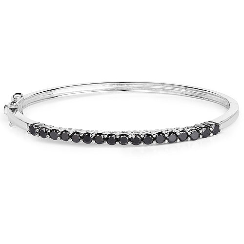 2.50 Carat Genuine Black Diamond .925 Sterling Silver Bangle