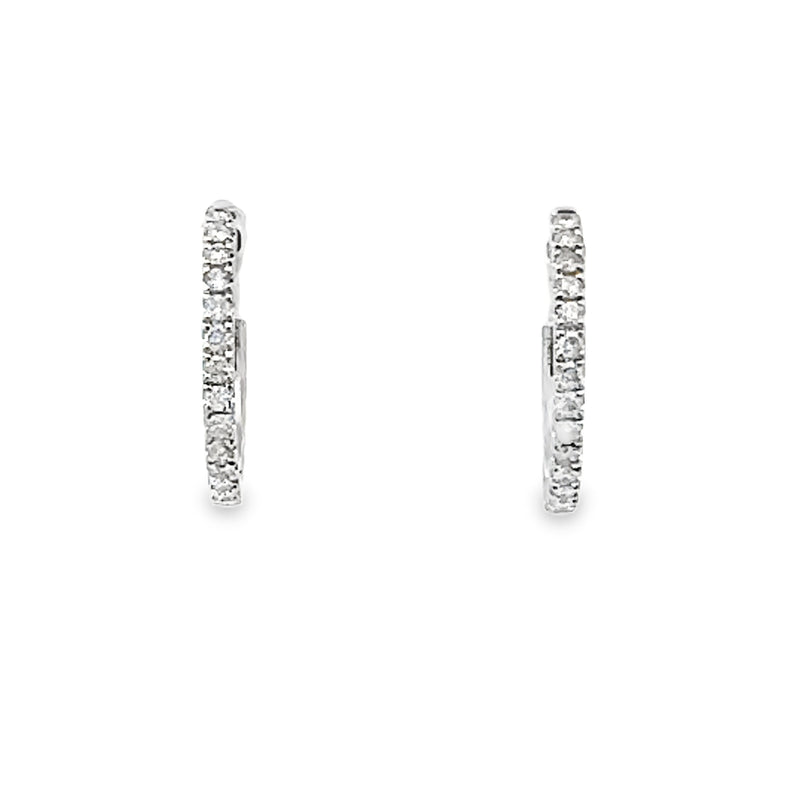 Natural .25ct Diamond Hoop Earrings 14KT White Gold