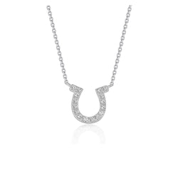 14k White Gold Horseshoe Design Diamond Pendant