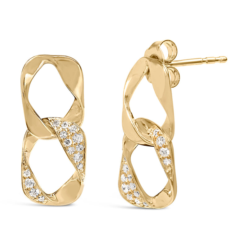 14K Yellow Gold Plated .925 Sterling Silver Open Link 1/5 Cttw Diamond Drop Earrings (H-I Color, I1-I2 Clarity)