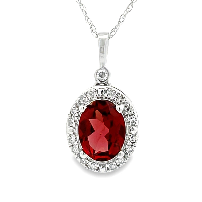 .12ct Garnet Diamond Fashion Pendants 10KT White Gold