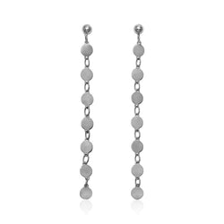 14k White Gold Post Dangle Earrings with Polished Circles