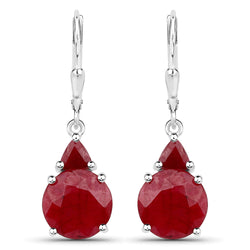 7.10 Carat Dyed Ruby .925 Sterling Silver Earrings