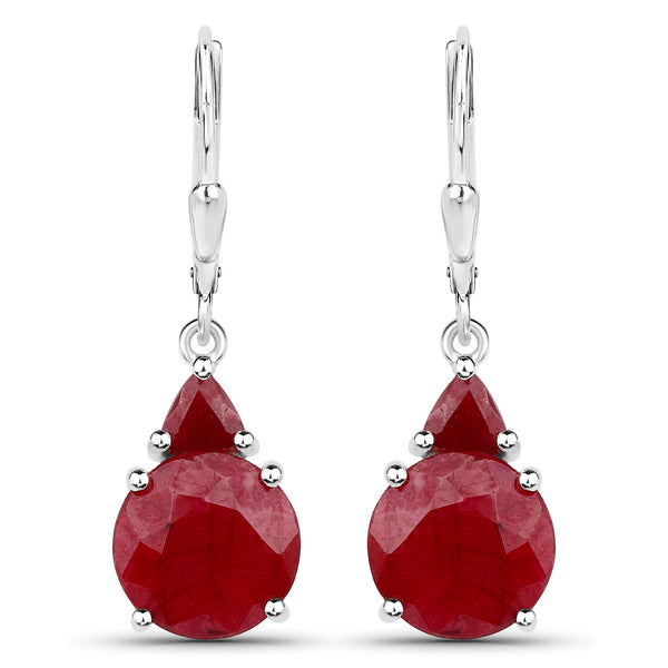 7.10 Carat Dyed Ruby .925 Sterling Silver Earrings