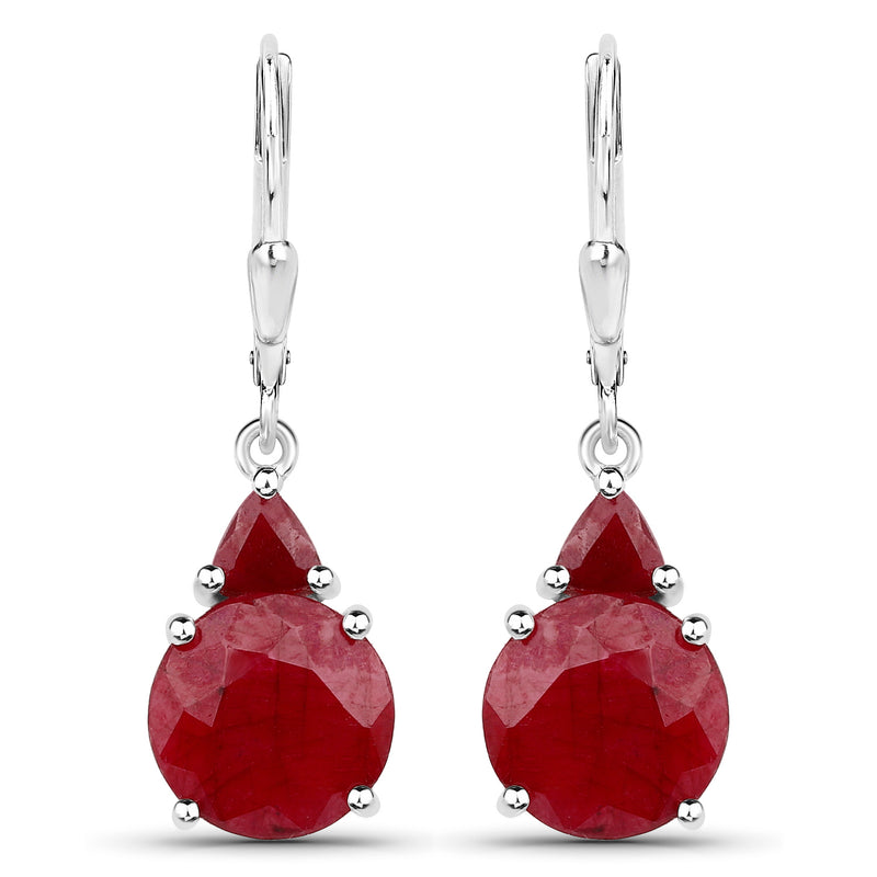 7.10 Carat Dyed Ruby .925 Sterling Silver Earrings