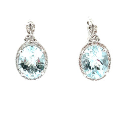 3.75ct Aquamarine Diamond Earrings 14KT White Gold