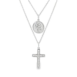 .08ct Diamond Cross Religious Pendant Sterling Silver