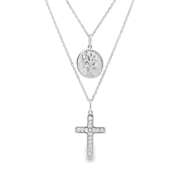 .08ct Diamond Cross Religious Pendant Sterling Silver