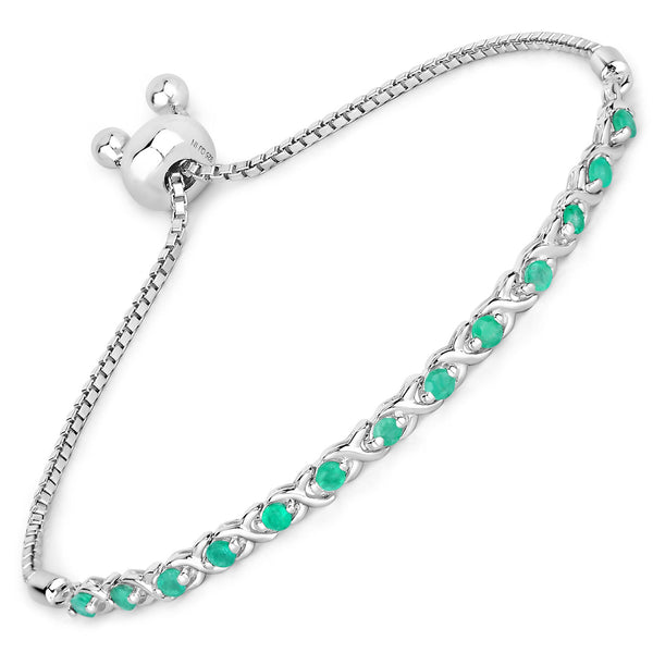 0.72 Carat Genuine Emerald .925 Sterling Silver Bracelet