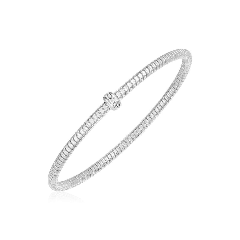 14k White Gold Stretch Bangle with Diamonds