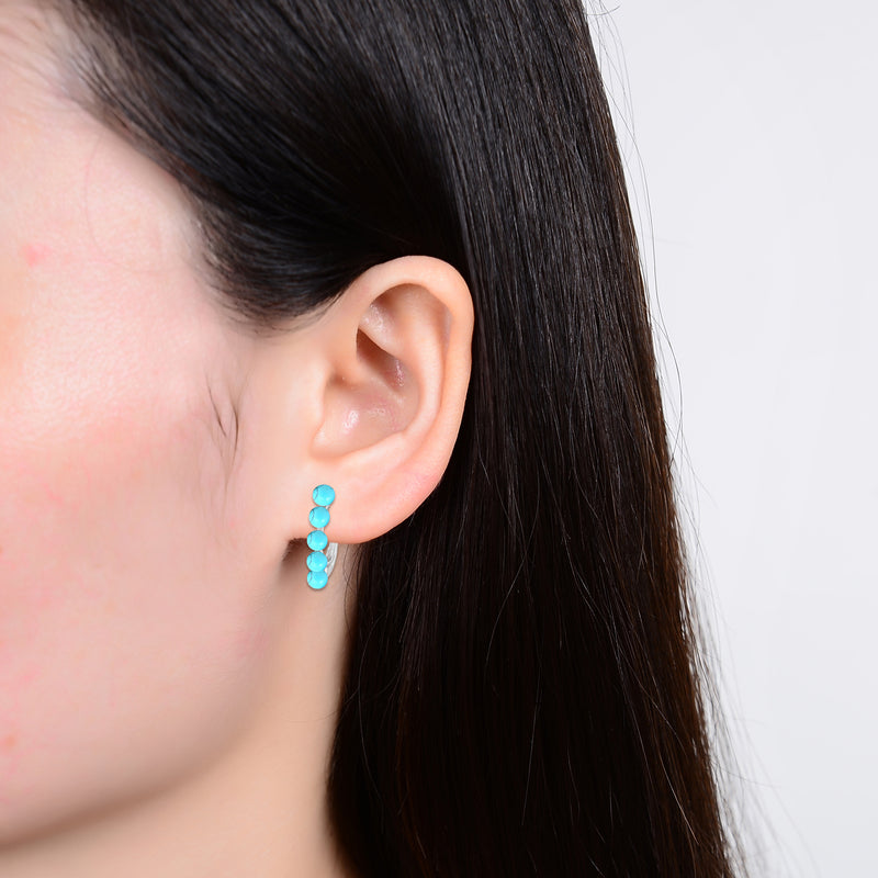 Sterling Silver Turquoise Hoop Earrings