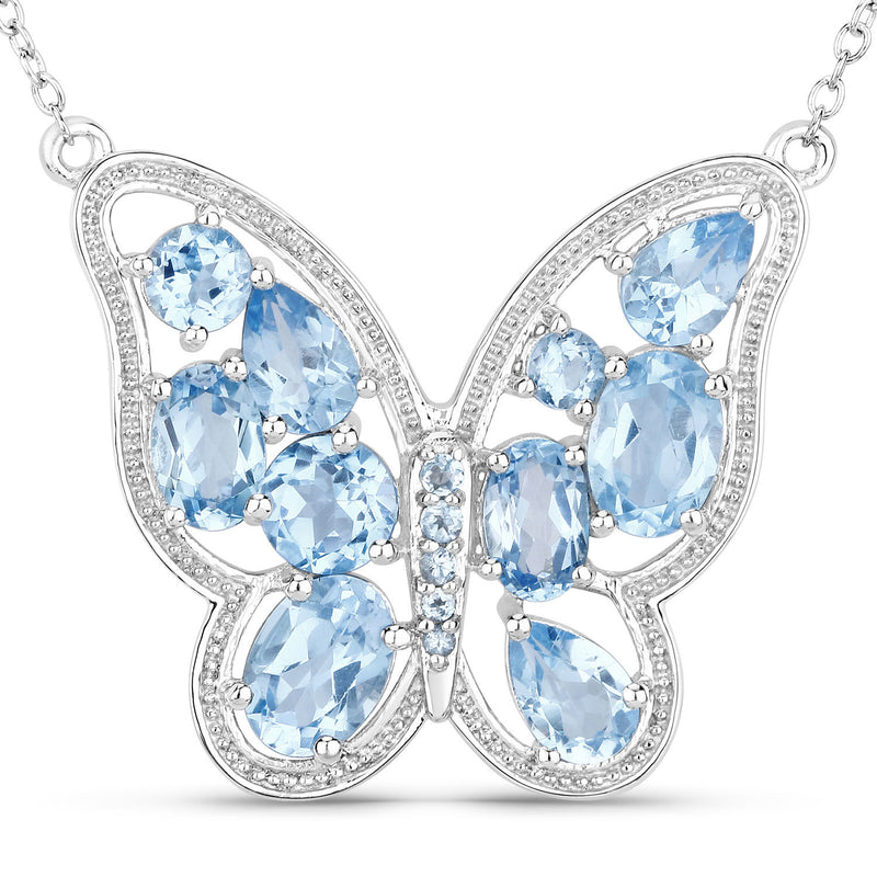 5.54 Carat Genuine Swiss Blue Topaz .925 Sterling Silver Necklace