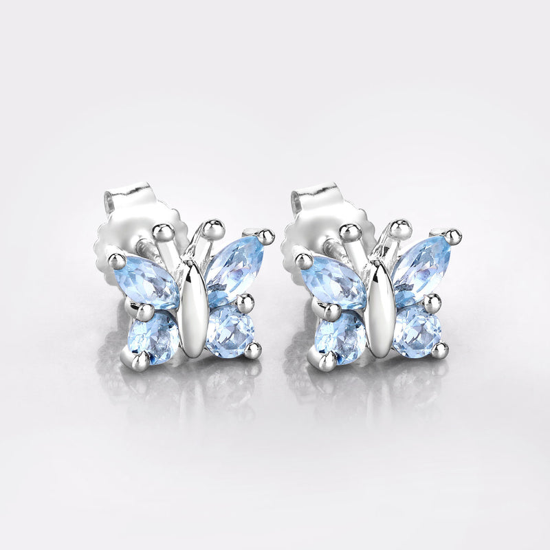 1.12 Carat Genuine Blue Topaz .925 Sterling Silver Earrings