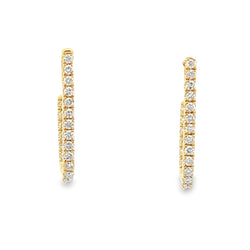 Genuine .41ct Diamond Hoop Earrings 14KT Yellow Gold