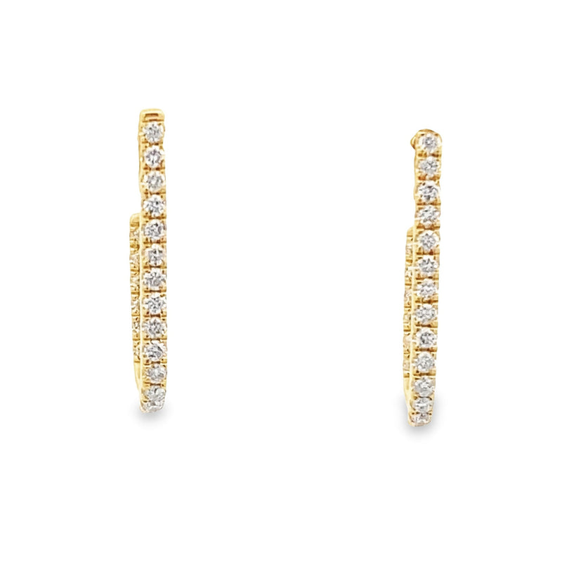 Genuine .41ct Diamond Hoop Earrings 14KT Yellow Gold