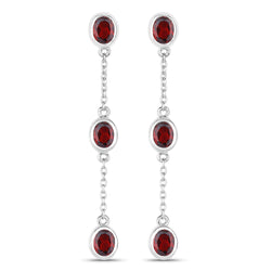 2.70 Carat Genuine Garnet .925 Sterling Silver Earrings