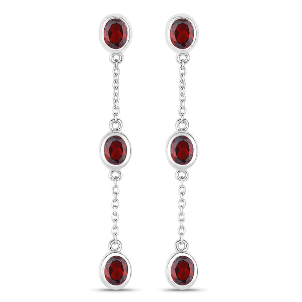 2.70 Carat Genuine Garnet .925 Sterling Silver Earrings