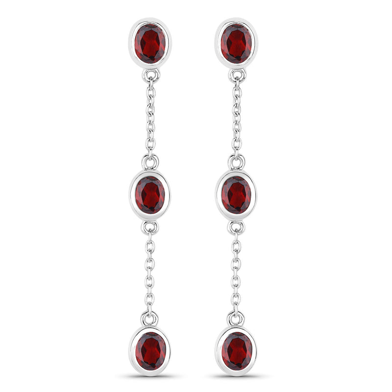 2.70 Carat Genuine Garnet .925 Sterling Silver Earrings