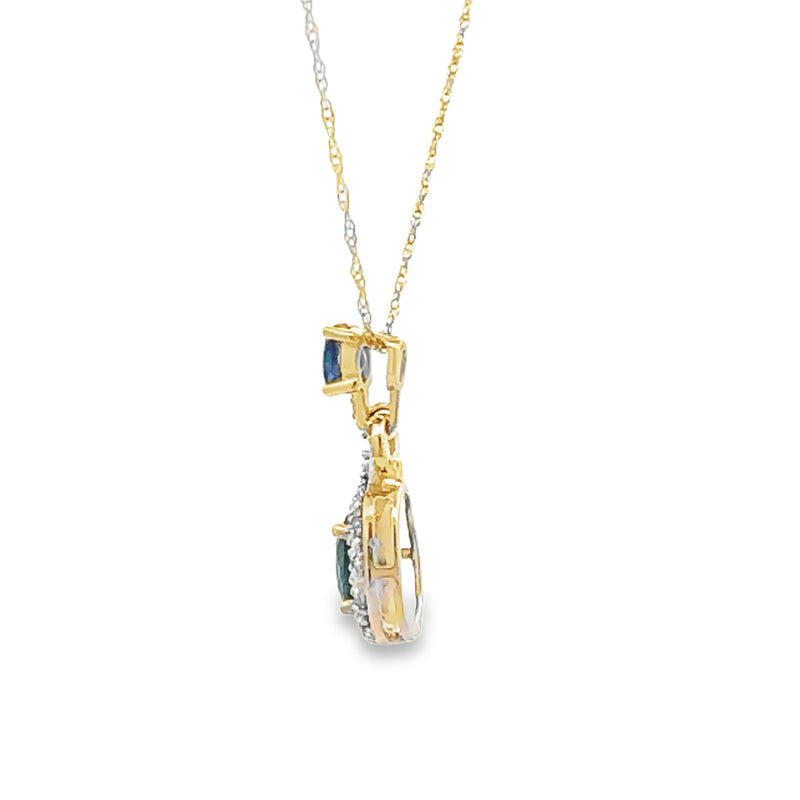 Sapphire Diamond Fashion Pendants 14KT Yellow Gold