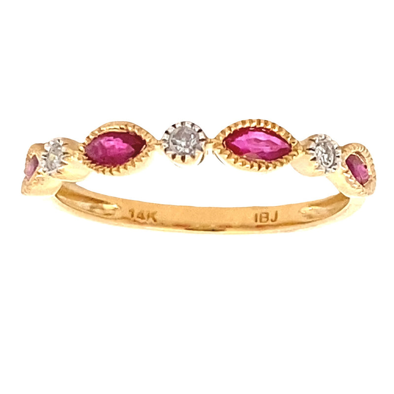 .24ct Ruby Diamond Fashion band rings 14KT Yellow Gold