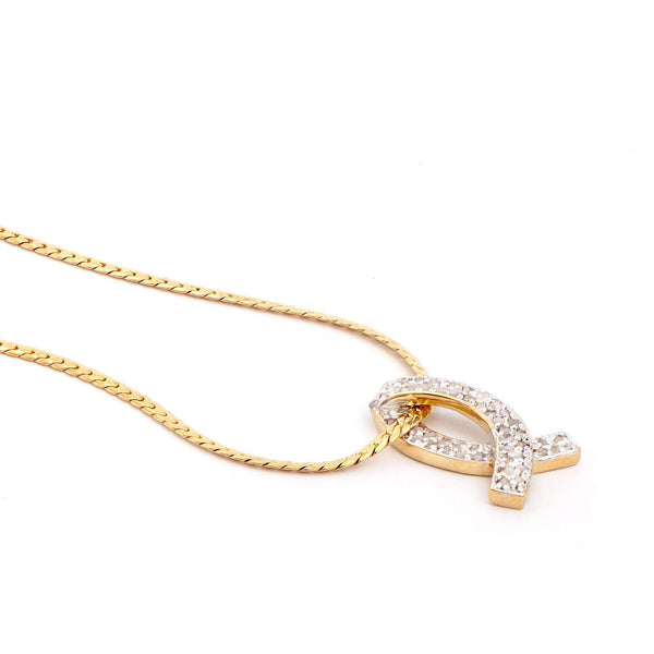 0.45 ctw Diamonds 18K Gold Plated Designer Pendant 16 in