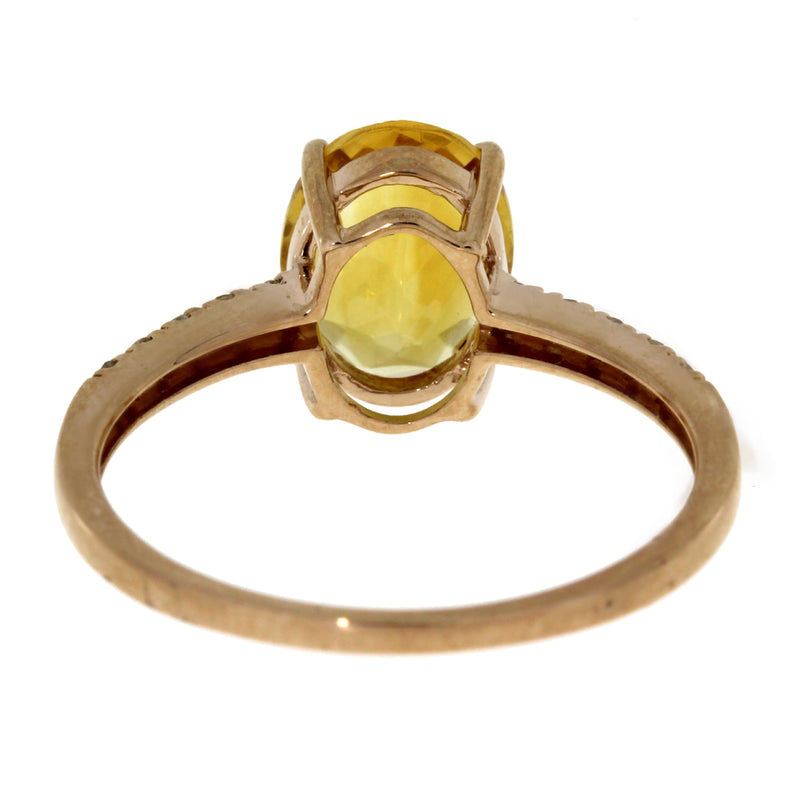 Natural 2.20ct Citrine Diamond Ring 14KT Rose Gold