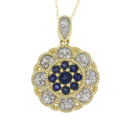 Sapphire Diamond Fashion Pendants 14KT Yellow Gold
