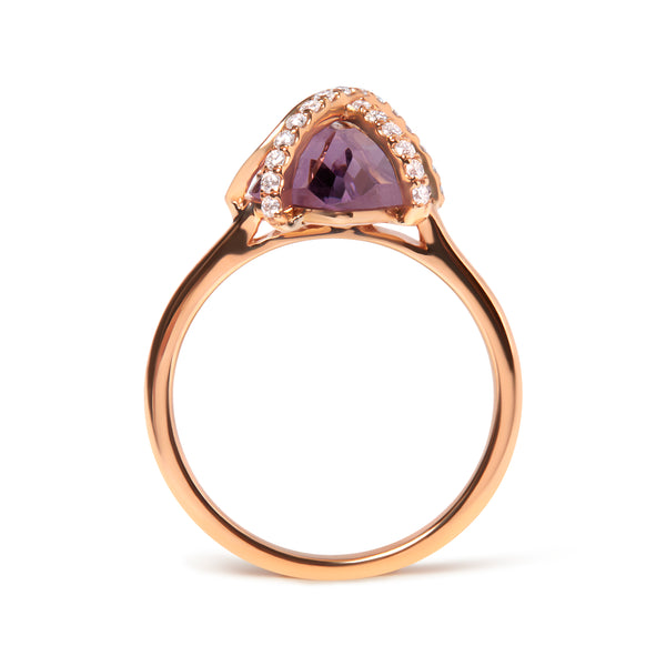 14K Rose Gold 1/5 Cttw Diamond Wrapped 15x15 MM Purple Amethyst Cocktail Ring (G-H Color, SI1-SI2 Clarity)