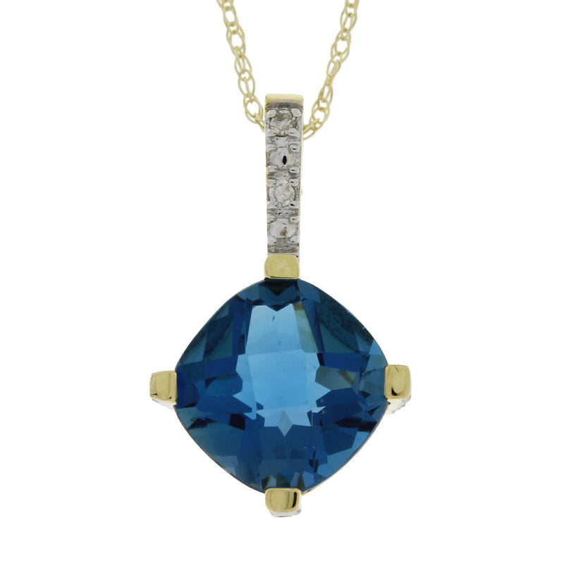 Blue Topaz Diamond Fashion Pendants 10KT Yellow Gold