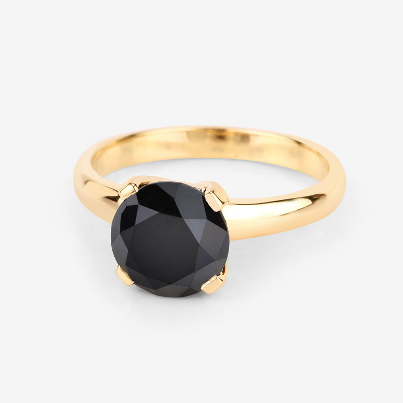 3.00 Carat Genuine Black Diamond 14K Yellow Gold Ring