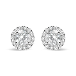 14K White Gold Lab Grown Diamond Solitaire Stud Earrings with Halo (2.00 Cttw, F-G Color, VS2-SI1 Clarity