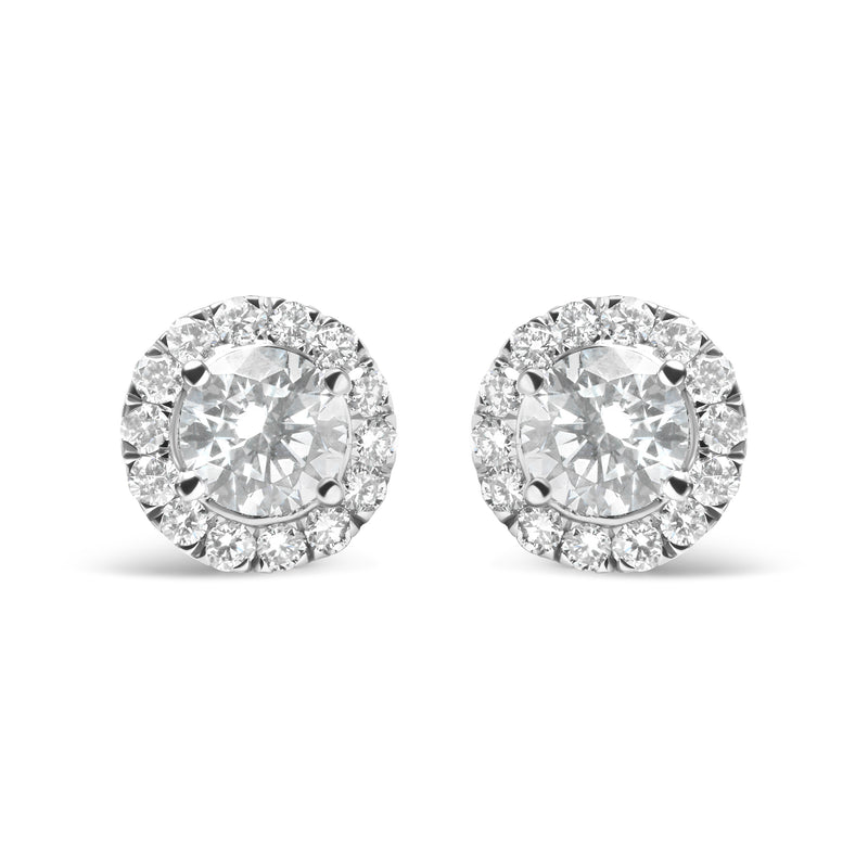 14K White Gold Lab Grown Diamond Solitaire Stud Earrings with Halo (2.00 Cttw, F-G Color, VS2-SI1 Clarity