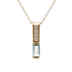 Aquamarine Diamond Fashion Pendants 10KT Yellow Gold