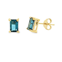 1.30ct London Blue Topaz Stud Earrings 10KT Yellow Gold