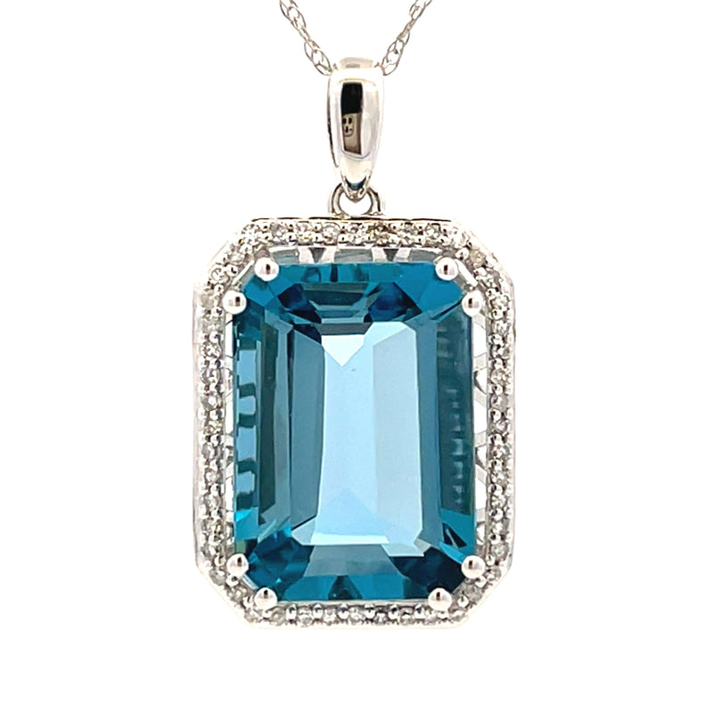 London Blue Topaz Fashion Pendants 14KT White Gold