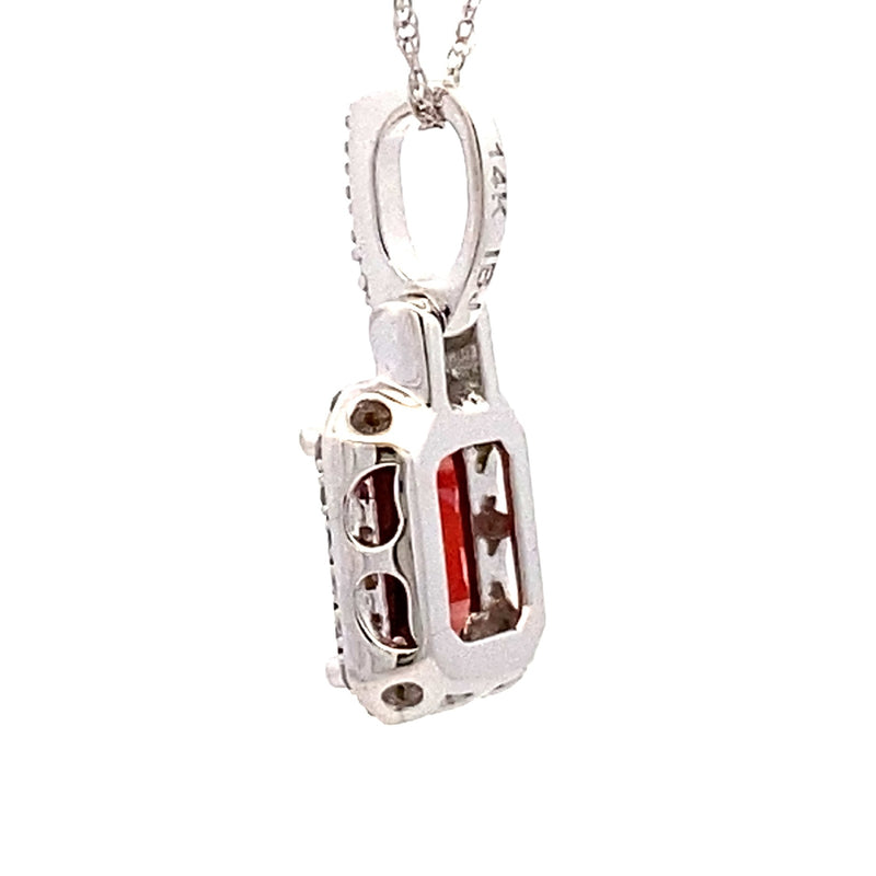 1.12ct Garnet Diamond Fashion Pendants 14KT White Gold