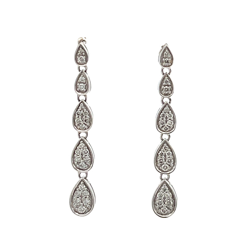 Natural .50ct Diamond Dangle Earrings 10KT White Gold