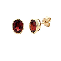 Natural 1.80ct Garnet Stud Earrings 10KT Yellow Gold