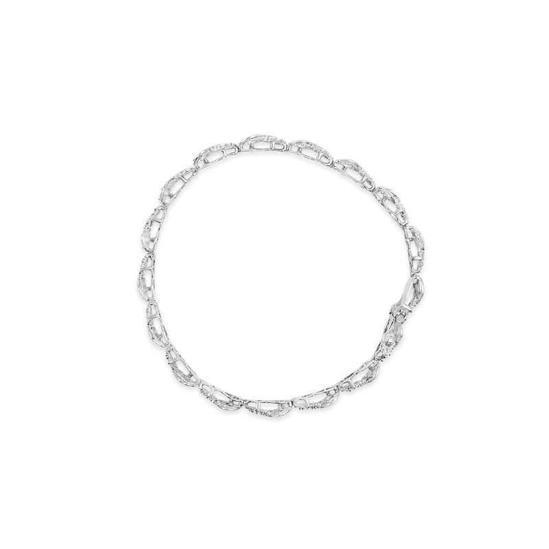 10k White Gold 1/2 Cttw Diamond Infinity Weave Link Bracelet (I-J Color, SI2-I1 Clarity) - 7"